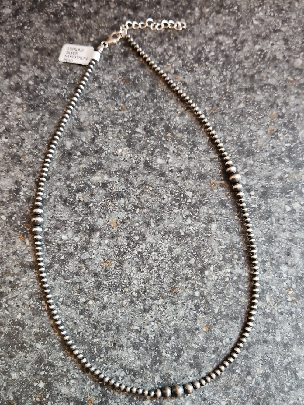 Authentic Navajo Pearl 3.8mm Graduated Necklace - Silver Women’s Jewelry
